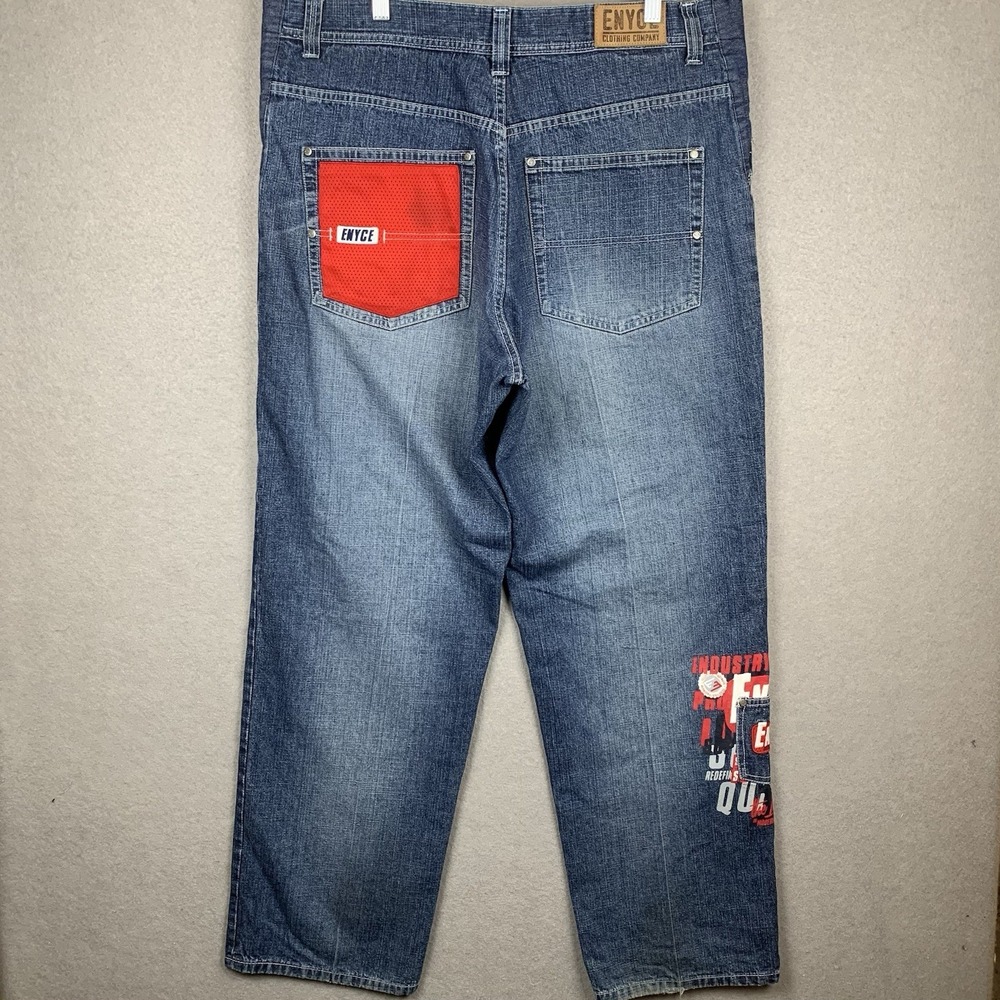 Vintage Y2K Enyce Jeans Baggy Skater Faded Hip Hop Streetwear Wide Leg Men 38x32